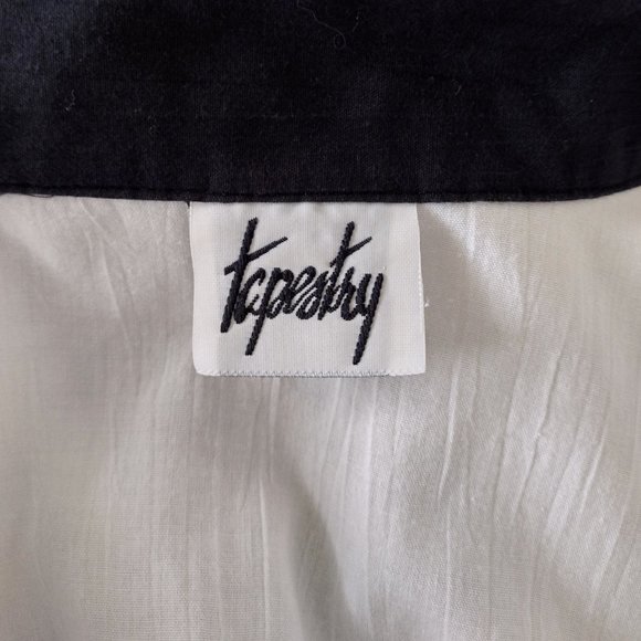 Vintage 1980s Tapestry Roll Tab Sleeve Button Down Faux Vest Shirt - Picture 12 of 15